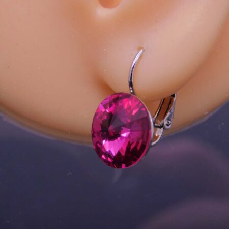 Náušnice s komponentem Swarovski® Rivoli vel. 12 na klapce Fuchsia - Obrázek 3