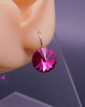 Náušnice s komponentem Swarovski® Rivoli vel. 12 na klapce Fuchsia