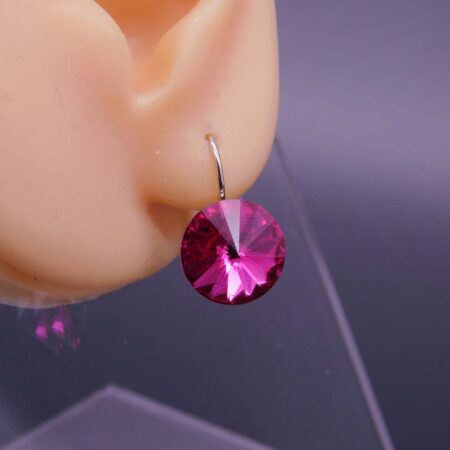 Náušnice s komponentem Swarovski® Rivoli vel. 12 na klapce Fuchsia - Obrázek 5