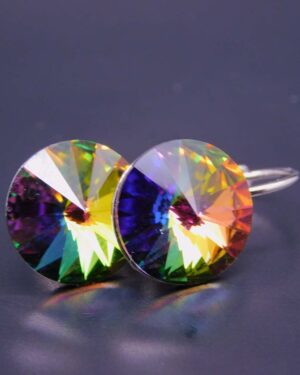 Náušnice s komponentem Swarovski® Rivoli vel. 12 na klapce Vitrail Medium
