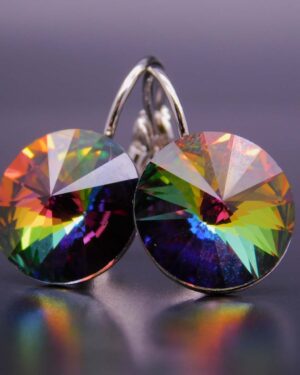 Náušnice s komponentem Swarovski® Rivoli vel. 12 na klapce Vitrail Medium