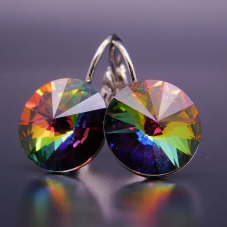 Náušnice s komponentem Swarovski® Rivoli vel. 12 na klapce Vitrail Medium