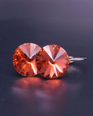 Náušnice s komponentem Swarovski® Rivoli vel. 12 na klapce Padparascha