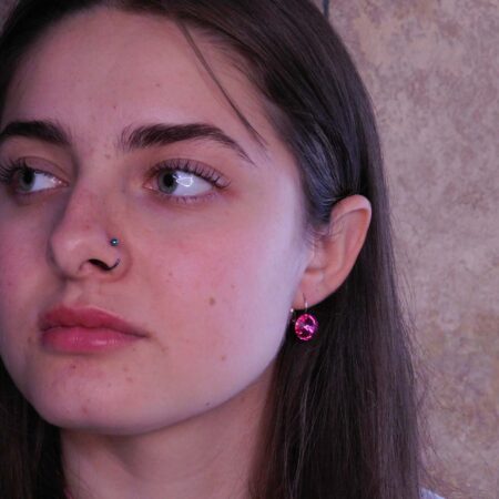 Náušnice s komponentem Swarovski® Rivoli vel. 12 na klapce Fuchsia - Obrázek 2