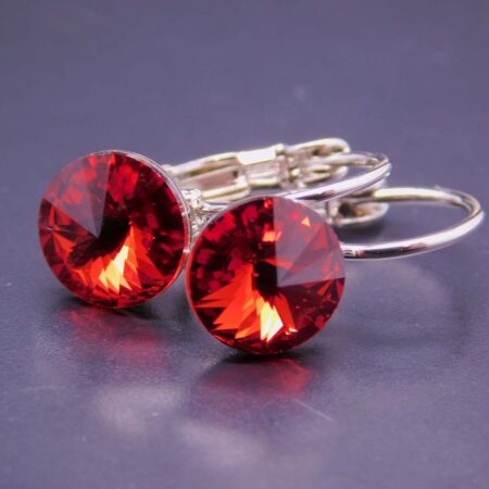 Náušnice s komponentem Swarovski® Rivoli vel. 8 na klapce Scarlet