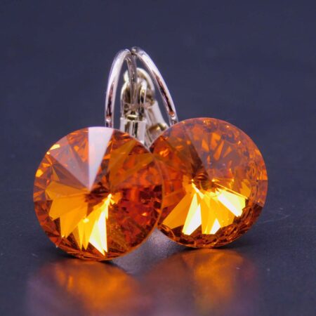 Náušnice s komponentem Swarovski® Rivoli vel. 12 na klapce Tangerine