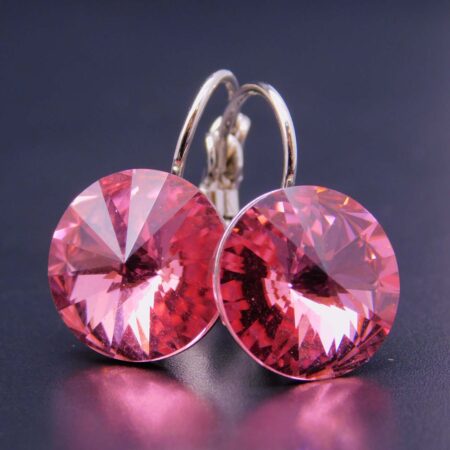 Náušnice s komponentem Swarovski® Rivoli vel. 12 na klapce Roza