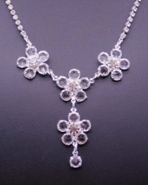 Štrasový kytičkový náhrdelník